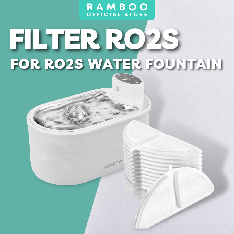 RO2S replacement filters and compatible wireless pet water fountain illustration